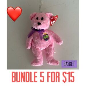 ❤️Bundle 5 for $15❤️ 2001 Eggs the Bear BASKET Beanie Baby
